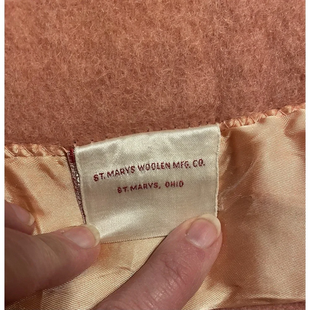 Vtg St Mary's Wool Blanket Satin Trim 1950's 74
